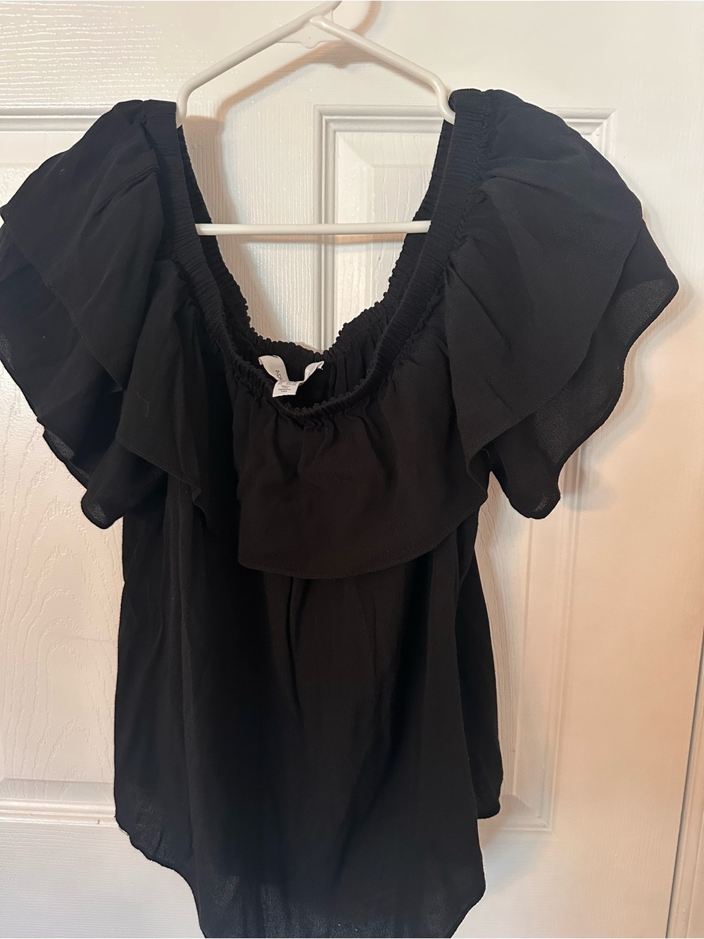 Addition Elle Black Off-Shoulder Ruffle Tunic - Picture 2 of 3